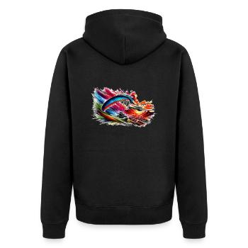 Paragleiter - Unisex Premium Bio Zip Hoodie - Schwarz - Hinten - Nico (187cm)