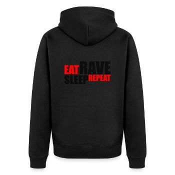 Manger dormir rave répéter nourriture sommeil corbeau disant - Veste à capuche bio Premium Unisexe - noir - Dos - Nico (187cm)