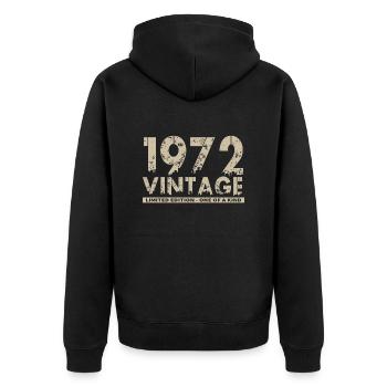 Jahrgang 1972 Bursdag - Unikat - Unisex Premium Bio Zip Hoodie - Schwarz - Hinten - Nico (187cm)