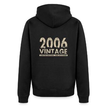 Jahrgang 2006 Bursdag - Unikat - Unisex Premium Bio Zip Hoodie - Schwarz - Hinten - Nico (187cm)