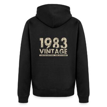 Jahrgang 1983 Bursdag - Unikat - Unisex Premium Bio Zip Hoodie - Schwarz - Hinten - Nico (187cm)