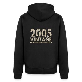 Jahrgang 2005 Bursdag - Unikat - Unisex Premium Bio Zip Hoodie - Schwarz - Hinten - Nico (187cm)