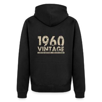 Jahrgang 1960er Bursdag - Unikat - Unisex Premium Bio Zip Hoodie - Schwarz - Hinten - Nico (187cm)