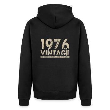Jahrgang 1976 Bursdag - Unikat - Unisex Premium Bio Zip Hoodie - Schwarz - Hinten - Nico (187cm)