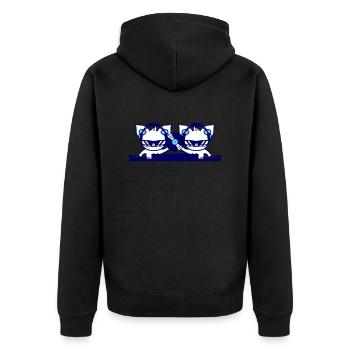 DJ 2 Mischpult Katzen Team Schallplatte Party Crew - Unisex Premium Bio Zip Hoodie - Schwarz - Hinten - Nico (187cm)