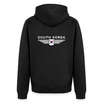 J’aime la Corée du Sud Design T-shirt Outfit - Veste à capuche bio Premium Unisexe - noir - Dos - Nico (187cm)