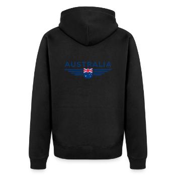 Ich liebe Australien, Eleganz Stil Design T-Shirt - Unisex Premium Bio Zip Hoodie - Schwarz - Hinten - Nico (187cm)