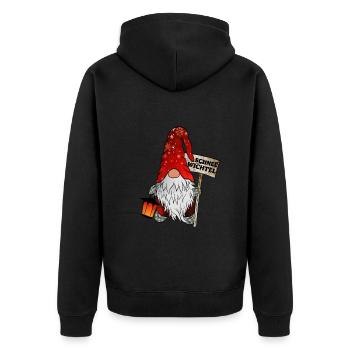 Schnee Wichtel – Lustiger Weihnachtsgnom - Unisex Premium Bio Zip Hoodie - Schwarz - Hinten - Nico (187cm)