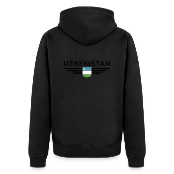 Usbekistan T-Shirt – Stolz und Kultur - Unisex Premium Bio Zip Hoodie - Schwarz - Hinten - Nico (187cm)
