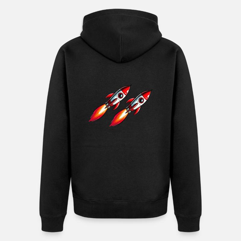 Rakete Comic - Unisex Premium Bio Zip Hoodie - Schwarz