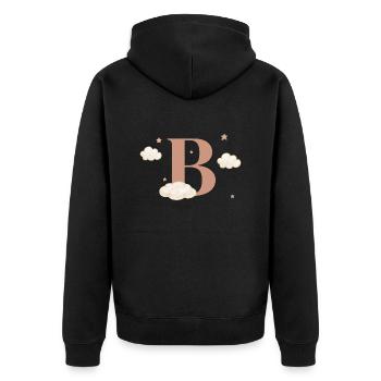 Letter b clouds stars - Unisex Premium Organic Zip Hoodie - black - Back - Nico (187cm)