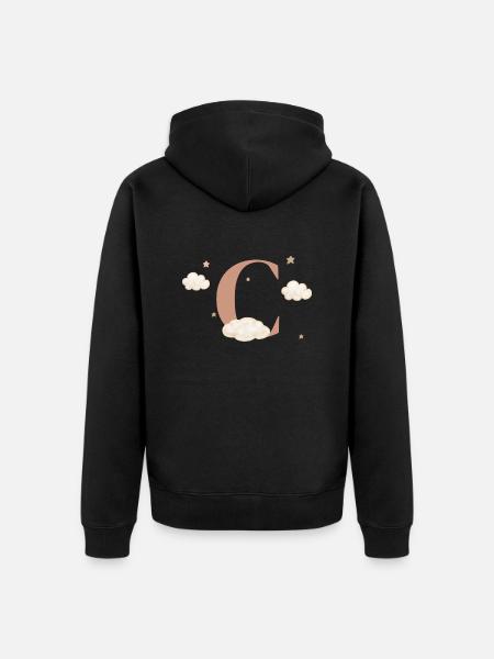 Letter c clouds stars - Unisex Premium Organic Zip Hoodie - black