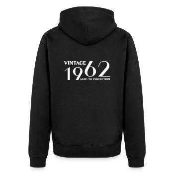 Vintage 1962 aged to perfection - Veste à capuche bio Premium Unisexe - noir - Dos - Nico (187cm)