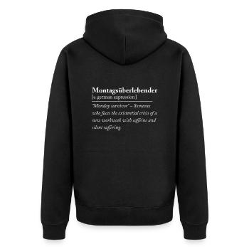 Monday Muffel - Lustiger deutscher Ausdruck - Unisex Premium Bio Zip Hoodie - Schwarz - Hinten - Nico (187cm)
