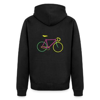 Fixie Bike colored - Unisex Premium Bio Zip Hoodie - Schwarz - Hinten - Nico (187cm)