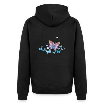 Schmetterlinge Falter Insekten Frühling Sommer - Unisex Premium Bio Zip Hoodie - Schwarz - Hinten - Nico (187cm)
