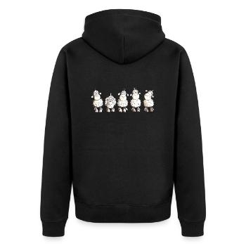 Funny White Sheep - Schaf - Unisex Premium Bio Zip Hoodie - Schwarz - Hinten - Nico (187cm)