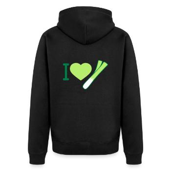 J'aime les poireaux - Veste à capuche bio Premium Unisexe - noir - Dos - Nico (187cm)
