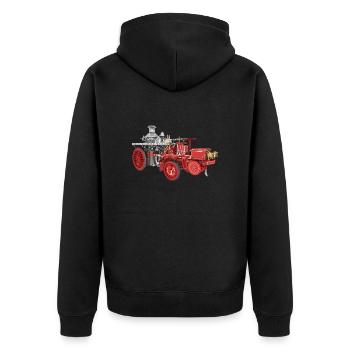 Retro fire engine, fire department - Unisex Premium Organic Zip Hoodie - black - Back - Nico (187cm)