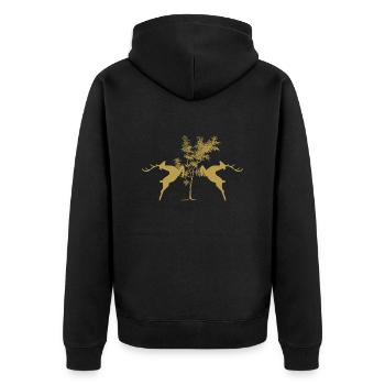 Hirsche - Unisex Premium Bio Zip Hoodie - Schwarz - Hinten - Nico (187cm)