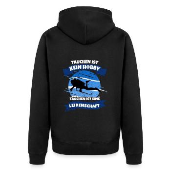 Tauchen Scuba Taucher Ausrüstung - Unisex Premium Bio Zip Hoodie - Schwarz - Hinten - Nico (187cm)