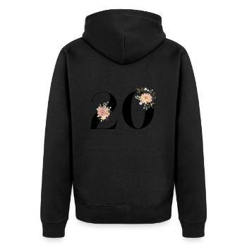 20e anniversaire fleuris (Cadeau de 20 ans) - Veste à capuche bio Premium Unisexe - noir - Dos - Nico (187cm)