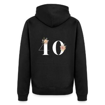 40e anniversaire fleuris (Cadeau de 40 ans) - Veste à capuche bio Premium Unisexe - noir - Dos - Nico (187cm)