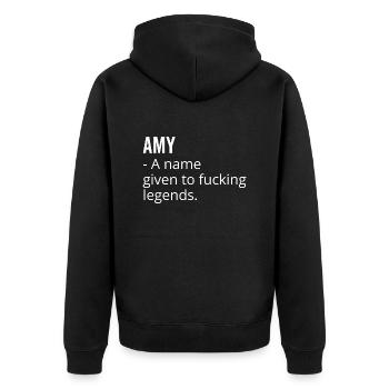 Amy a Name Given to Fucking Legends - Unisex Premium Organic Zip Hoodie - black - Back - Nico (187cm)
