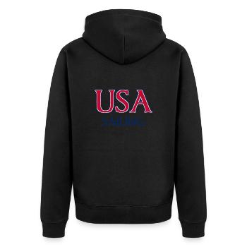 USA Sailing - National Colors - United States - Unisex Premium Organic Zip Hoodie - black - Back - Nico (187cm)