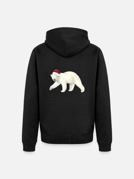 Polar bear at Christmas - Unisex Premium Organic Zip Hoodie - black