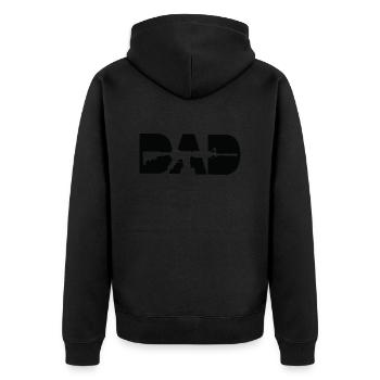 Dad Gun - Unisex Premium Organic Zip Hoodie - black - Back - Nico (187cm)