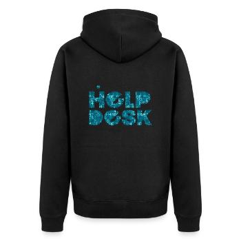 Helpdesk IT-Support-Geek Computer-Computer-Geek - Unisex Premium Bio Zip Hoodie - Schwarz - Hinten - Nico (187cm)