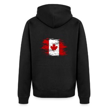 Kanada Flagge used - Unisex Premium Bio Zip Hoodie - Schwarz - Hinten - Nico (187cm)