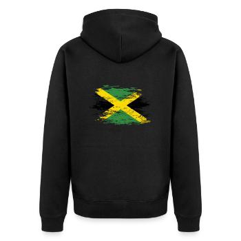 Drapeau de la Jamaïque utilisé - Veste à capuche bio Premium Unisexe - noir - Dos - Nico (187cm)