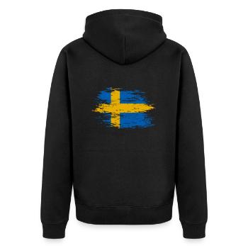 Drapeau de la Suède utilisé - Veste à capuche bio Premium Unisexe - noir - Dos - Nico (187cm)