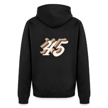 Jahrgang zum 45-jährigen Jubiläum - Unisex Premium Bio Zip Hoodie - Schwarz - Hinten - Nico (187cm)