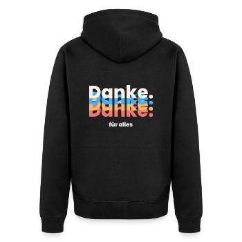 Black and Beige Colorful Typography T Shirt 1 1 - Unisex Premium Bio Zip Hoodie - Schwarz - Hinten - Nico (187cm)