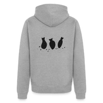 Katzen - Unisex Premium Bio Zip Hoodie - Grau meliert - Hinten - Nico (187cm)