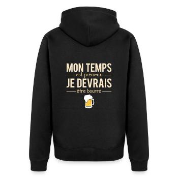 Mon temps est précieux je devrais être bourré - Veste à capuche bio Premium Unisexe - noir - Dos - Nico (187cm)