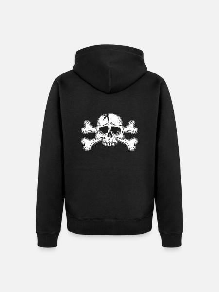 skull with bones - Unisex Premium Bio Zip Hoodie - Schwarz