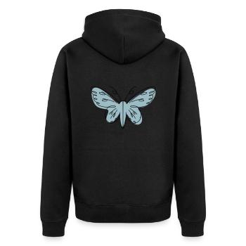 Abstract Design Butterfly - Unisex Premium Organic Zip Hoodie - black - Back - Nico (187cm)