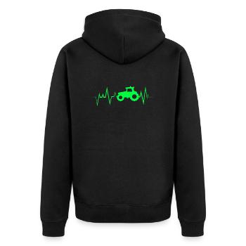 Traktor Herzschlag Ekg Bauer - Unisex Premium Bio Zip Hoodie - Schwarz - Hinten - Nico (187cm)