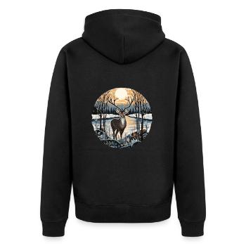 Paysage d’hiver avec des cerfs - Veste à capuche bio Premium Unisexe - noir - Dos - Nico (187cm)