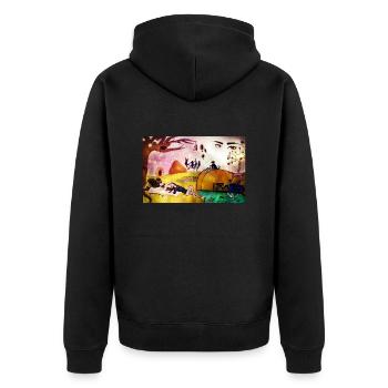 abstrakte Kunst - Unisex Premium Bio Zip Hoodie - Schwarz - Hinten - Nico (187cm)