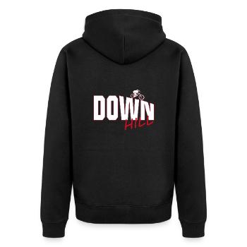 Downhill - Unisex Premium Bio Zip Hoodie - Schwarz - Hinten - Nico (187cm)