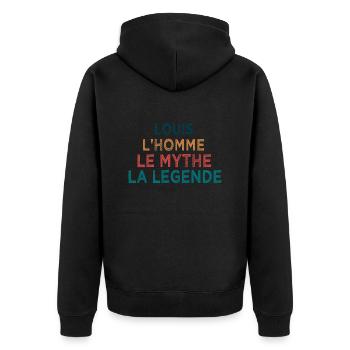 Louis la légende - Veste à capuche bio Premium Unisexe - noir - Dos - Nico (187cm)
