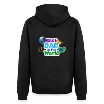 Best Dad in the World - Unisex Premium Organic Zip Hoodie - black - Back - Nico (187cm)