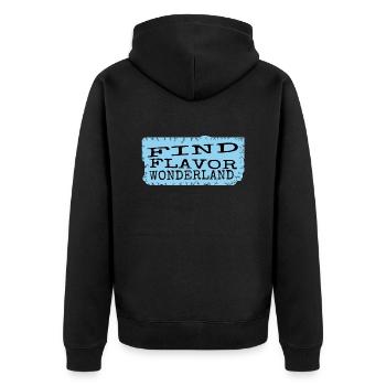 birthday adventure gourmet wizardry - Unisex Premium Bio Zip Hoodie - Schwarz - Hinten - Nico (187cm)