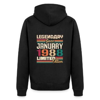 Birthday Gift Born in January 1988 - 1988 - Unisex Premium Organic Zip Hoodie - black - Back - Nico (187cm)