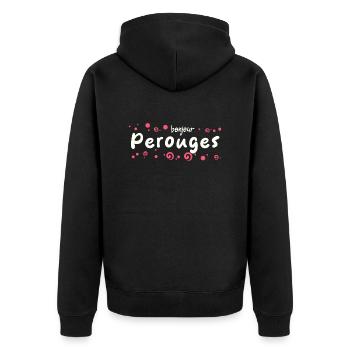 Pérouges - Unisex Premium Bio Zip Hoodie - Schwarz - Hinten - Nico (187cm)